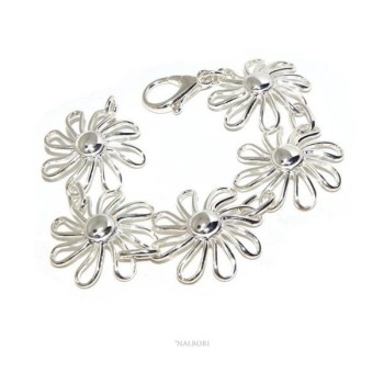 NSA|NALBORI bracciale da donna in Argento 925 Mestoso Fiori Margherita semiRigido design esclusivo