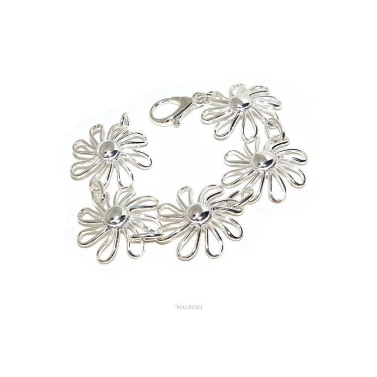 NSA|NALBORI bracciale da donna in Argento 925 Mestoso Fiori Margherita semiRigido design esclusivo