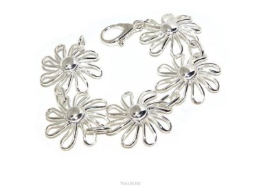 NSA|NALBORI 925 silver women's bracelet Mestoso Margherita daisy flowers Rigid exclusive design