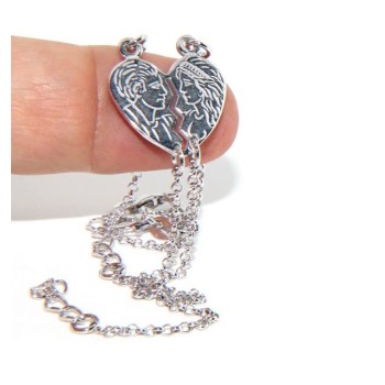 NSA|NALBORI Bracciale doppio LUI e LEI profilo uomo donna in Argento 925 cuore spezzato