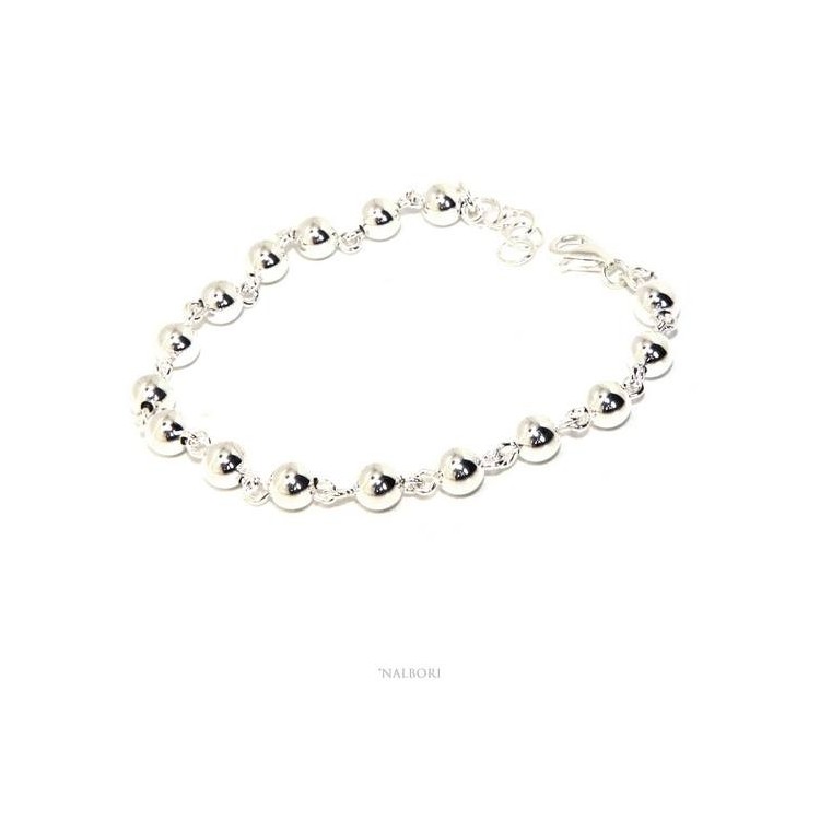 NSA|NALBORI bracciale argento 925 sfere 6 mm marsigliese alternate