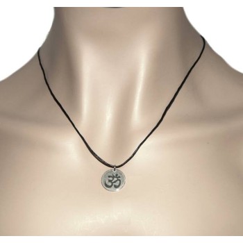 NSA|NALBORI: medal OM Hindu meditation meditation solid silver antique charm pendant with rope