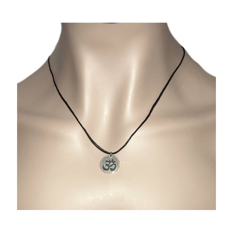 NSA|NALBORI: medal OM Hindu meditation meditation solid silver antique charm pendant with rope