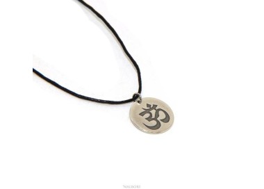 NSA|medaglia OM induista meditazione argento massiccio anticato ciondolo charme con laccio omaggio