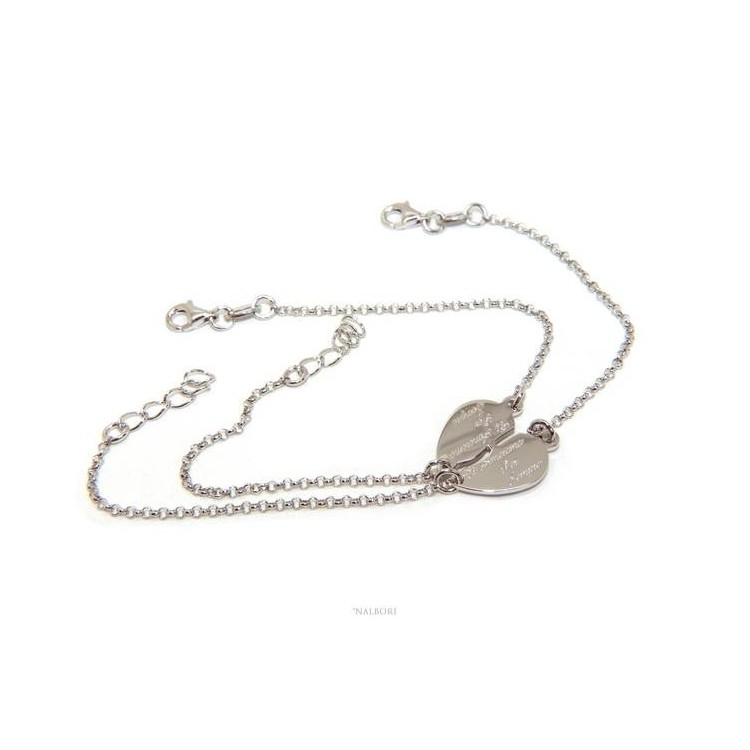 NSA|NALBORI Double bracelet HIM and HER written we will love each other forever Silver 925 broken heart