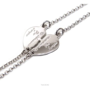 NSA|NALBORI Double bracelet HIM and HER written we will love each other forever Silver 925 broken heart