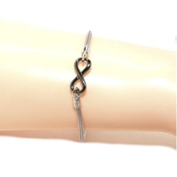 NSA|NALBORI® Bracciale Argento 925 fox tail cavetto con infinito oro giallo bianco rosa 15,5 18,50 cm