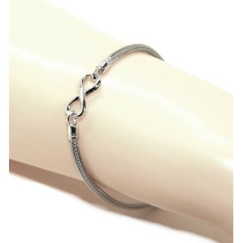 NSA|NALBORI® Bracelet Silver 925 fox tail cable with infinite white yellow gold pink 15,5 18,50 cm