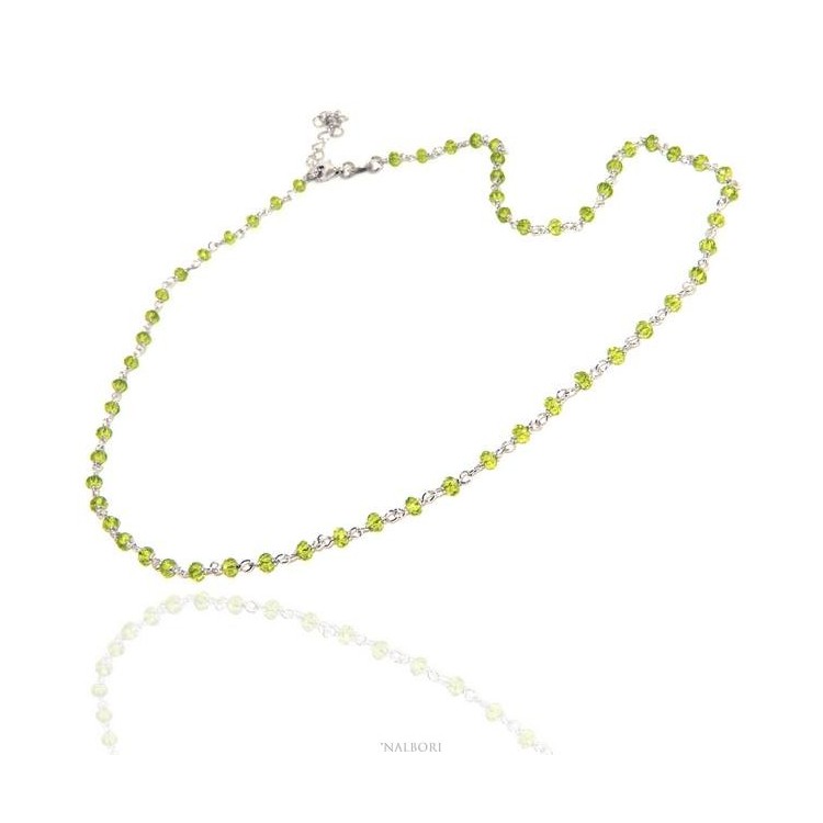 NSA|NALBORI 925 silver necklace for men or women with lime green 3.5 mm handmade Marseillaise 45 + 5