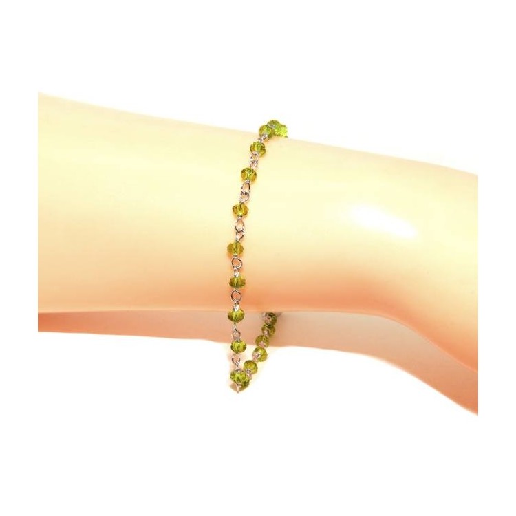 NSA|NALBORI Bracciale uomo donna Argento 925 Con cristallo verde lime 3,5mm marsigliese fatto a mano 16,5-19,5cm