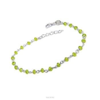 NSA|NALBORI N1209 Bracciale uomo donna Argento 925 Con cristallo verde lime 3,5mm marsigliese made in italy