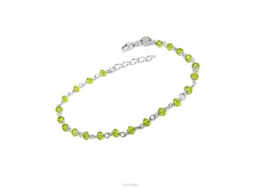 NSA|NALBORI Bracelet man woman Silver 925 With lime green crystal 3,5mm Marseillaise handmade 16,5-19,5cm