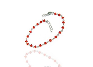 NSA|NALBORI Bracelet man woman Silver 925 With red crystal 3,5mm Marseillaise handmade 16,5-19,5cm