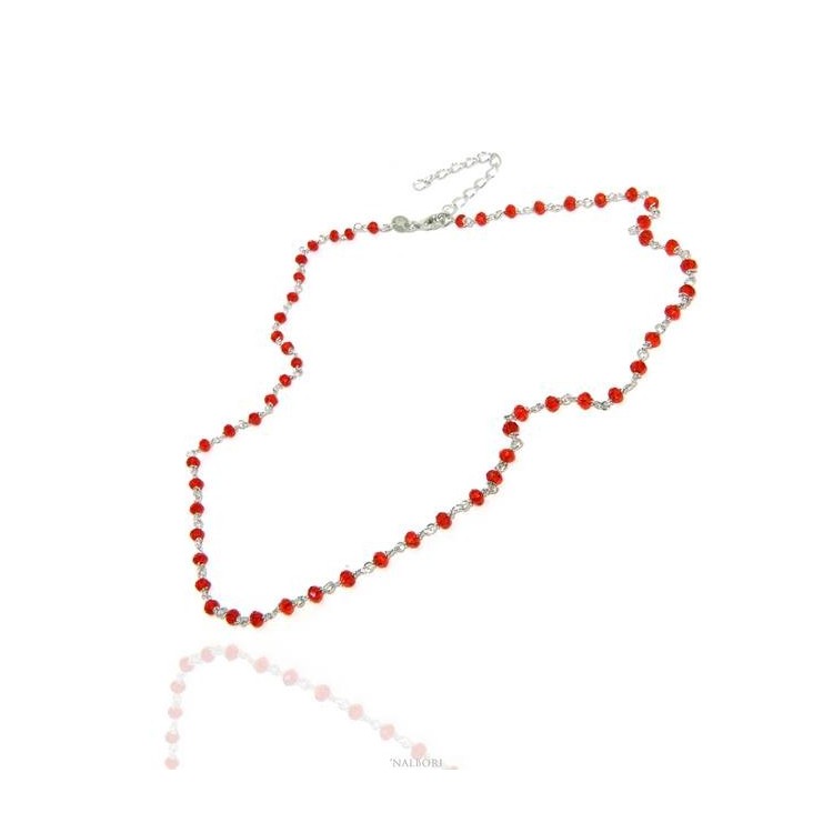 NSA|NALBORI 925 silver necklace for men or women with rubin red 3.5 mm handmade Marseillaise 45 + 5
