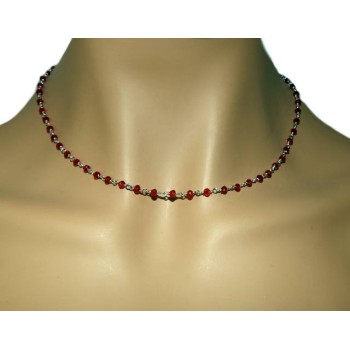 NSA|NALBORI 925 silver necklace for men or women with rubin red 3.5 mm handmade Marseillaise 45 + 5