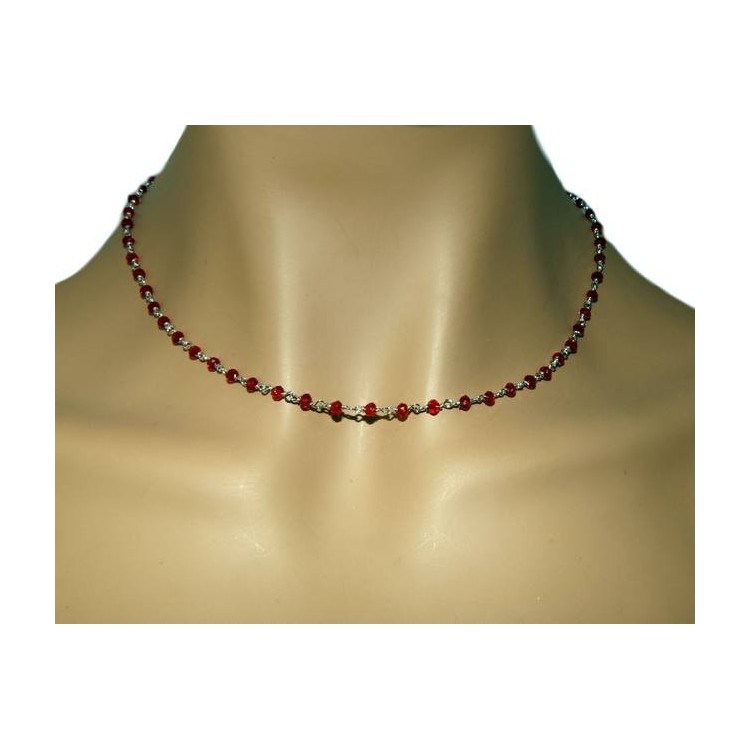 NSA|NALBORI 925 silver necklace for men or women with rubin red 3.5 mm handmade Marseillaise 45 + 5
