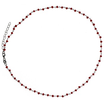 NSA|NALBORI collana argento 925 per uomo o donna con cristallo rosso rubino 3,5mm marsigliese 45+5 cm