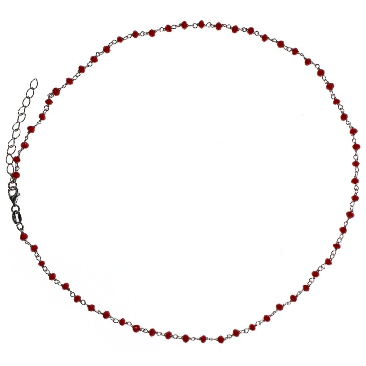 NSA|NALBORI 925 silver necklace for men or women with rubin red 3.5 mm handmade Marseillaise 45 + 5