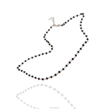 NSA|N1212 Collana uomo donna Argento 925 Con cristallo nero 3,5 mm linea marsigliesi di NALBORI fatta a mano 50+5