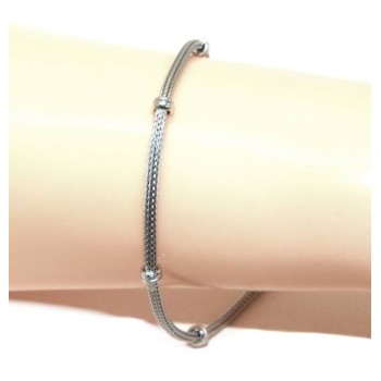NSA|NALBORI bracciale fox tail cavetto argento 925 con pepite rondelle unisex