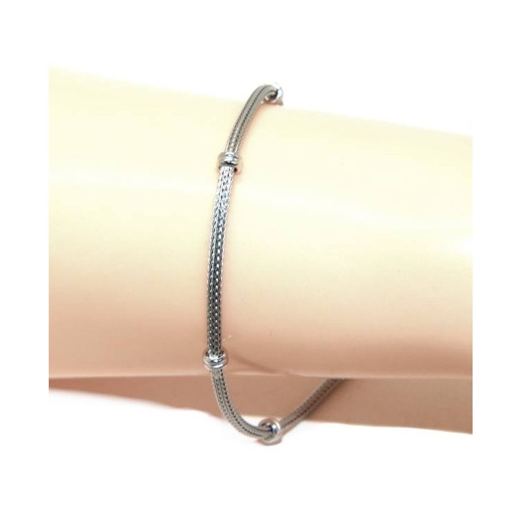 NSA|NALBORI fox tail bracelet, 925 silver cord with rondelle nuggets for men and women, 16.5 - 20.00