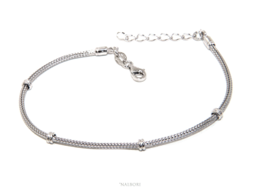 NSA|NALBORI bracciale fox tail cavetto argento 925 con pepite rondelle uomo e donna