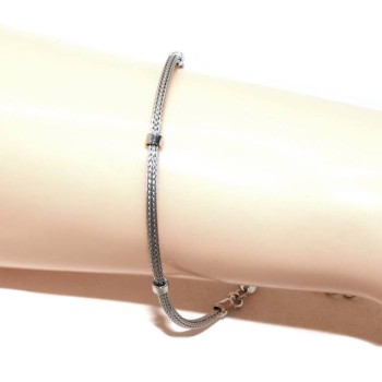 NSA|NALBORI bracciale fox tail cavetto argento 925 con rondelle lisce unisex