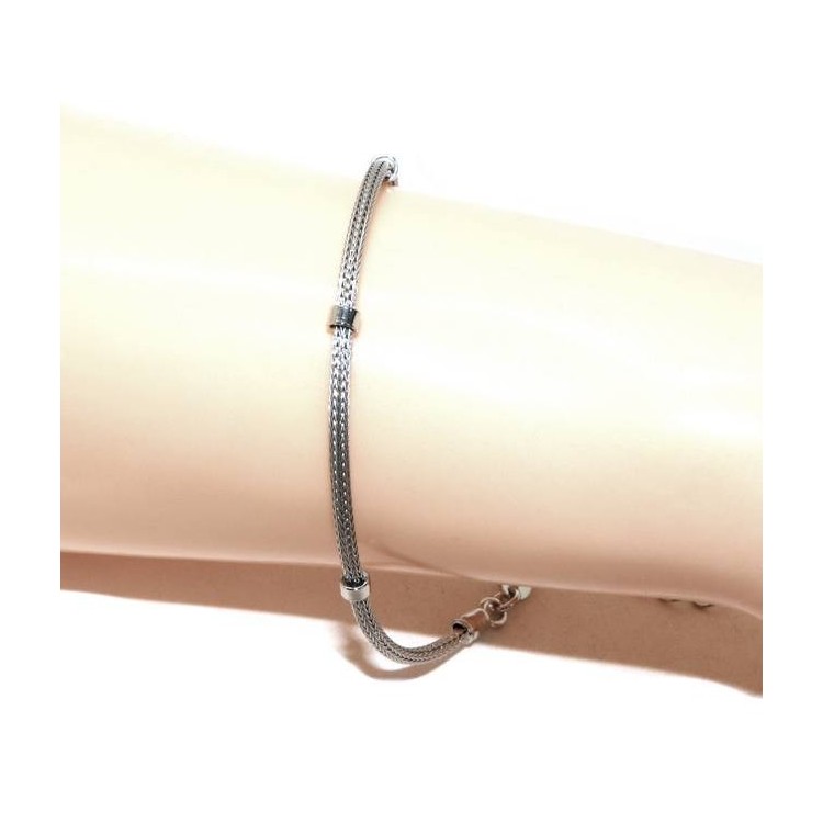 NSA|NALBORI bracciale fox tail cavetto argento 925 con rondelle lisce unisex