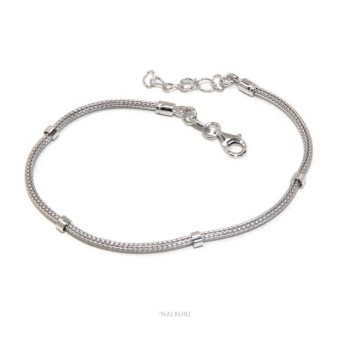 NSA|NALBORI fox tail bracelet 925 silver cord with smooth washers for men and women 16.5 - 20.00