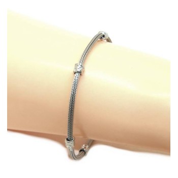 NSA|NALBORI bracciale fox tail cavetto argento 925 granelli pepite uomo e donna 16,5 - 20,00