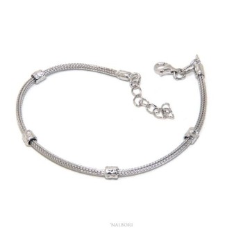 NSA|NALBORI fox tail bracelet, 925 silver cord, nuggets for men and women, 16.5 - 20.00