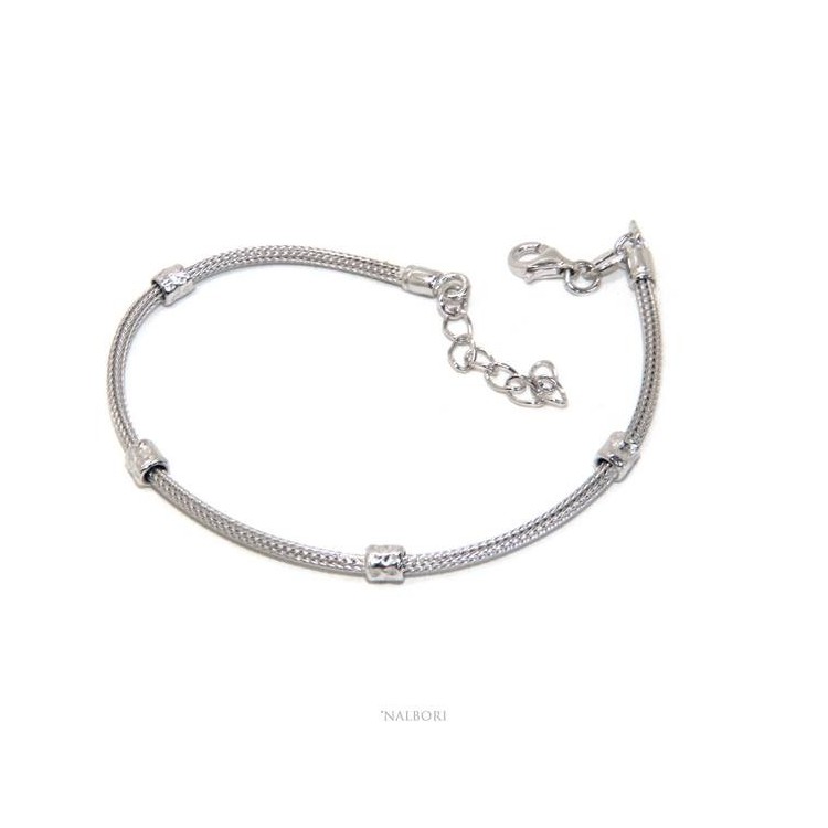 NSA|NALBORI fox tail bracelet, 925 silver cord, nuggets for men and women, 16.5 - 20.00