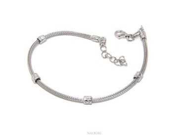 NSA|NALBORI bracciale fox tail cavetto argento 925 granelli pepite uomo e donna 16,5 - 20,00