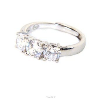 NSA|NALBORI trilogy ring woman white zircons adjustable 5 mm