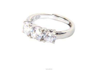 NSA|NALBORI trilogy ring woman white zircons adjustable 5 mm
