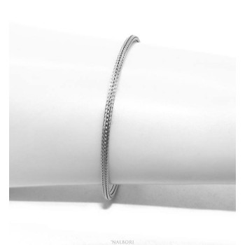 NSA|NALBORI bracciale fox tail cavetto in argento 925 semplice lineare polso 17 - 20 cm