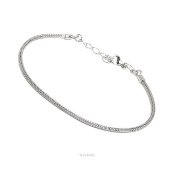 NSA|NALBORI fox tail bracelet, 925 silver simple simple linear wrist 17 - 20 cm