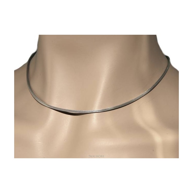 NSA|NALBORI fox tail necklace 925 sterling silver simple linear 43 + 5 cm man woman