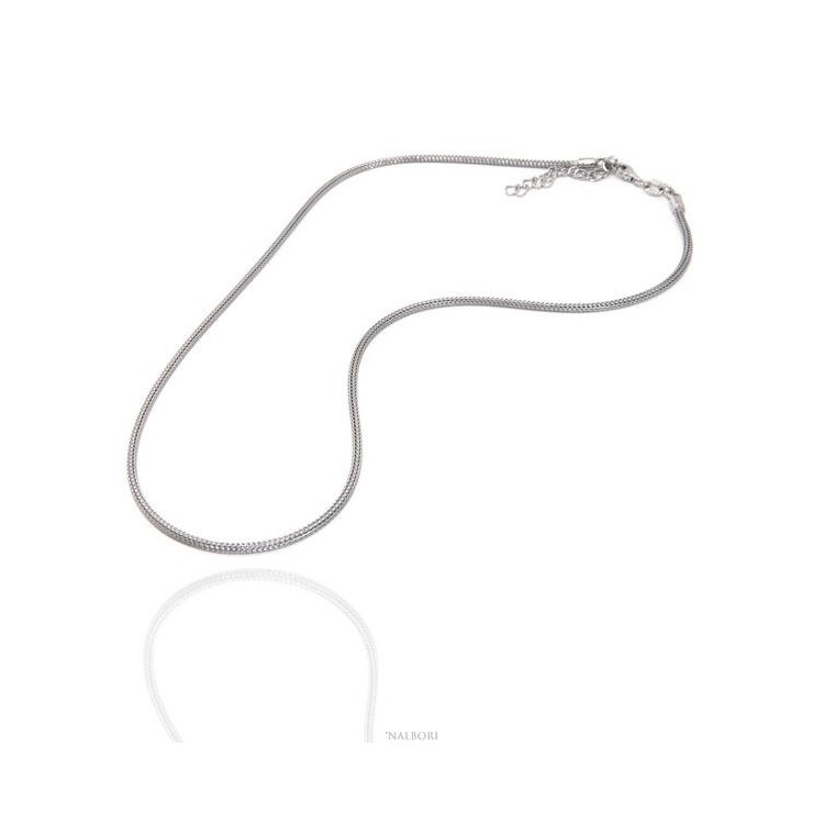 NSA|NALBORI collana fox tail cavetto argento 925 semplice lineare 43+5 cm uomo donna