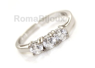 NSA|Argento 925 Rodiato : Trilogy con zirconi da 0,4 taglio brillante