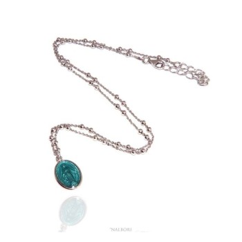 NSA|NALBORI Rosary necklace man woman Silver 925 with enameled medal miraculous Madonna