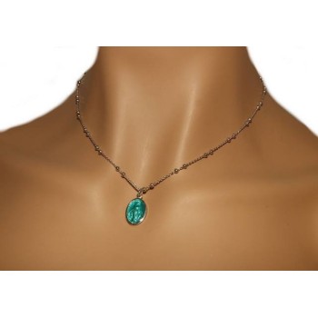 NSA|NALBORI Rosary necklace man woman Silver 925 with enameled medal miraculous Madonna