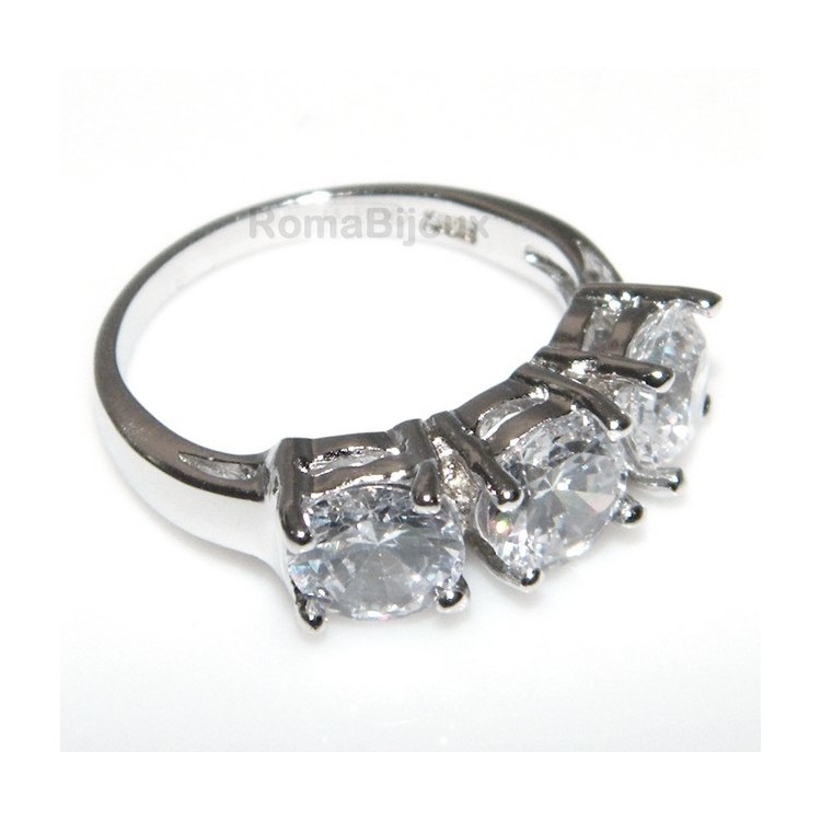 NSA|925 Rhodium: Trilogy with brilliant cut cubic zirconia 0.6