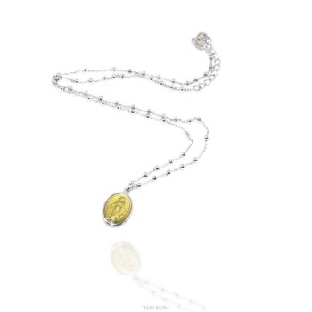 NSA|NALBORI Rosary necklace man woman Silver 925 with enameled medal miraculous Madonna