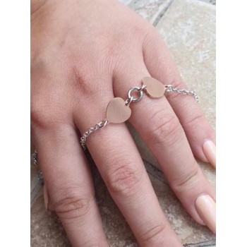 NSA|NALBORI woman silver 925 bracelet with kissed pink hearts 17-19.50