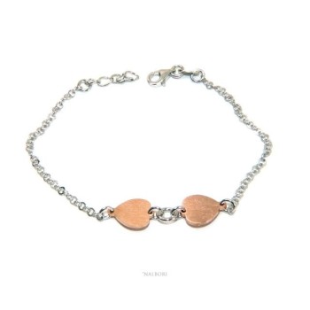 NSA|NALBORI woman silver 925 bracelet with kissed pink hearts 17-19.50