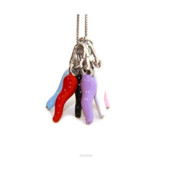 NSA|Amulets by NALBORI: 6 pendants 925 sterling silver horn small 14x4 mm enamelled