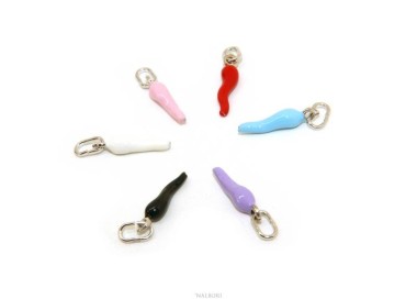 NSA|Amuleti di NALBORI : 6 ciondoli argento 925 corno cornetto piccolo 14x4 mm smaltato