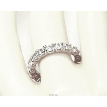 NSA|NALBORI 925 silver Rhodium plated, eternity infinity faith all round white zircons brilliant 3 mm for men or women