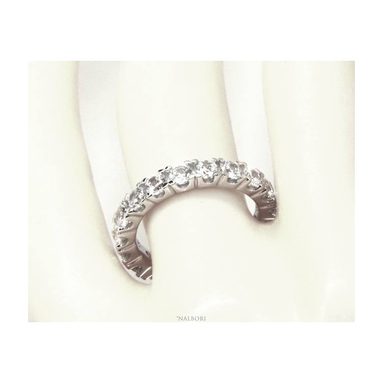 NSA|NALBORI 925 silver Rhodium plated, eternity infinity faith all round white zircons brilliant 3 mm for men or women